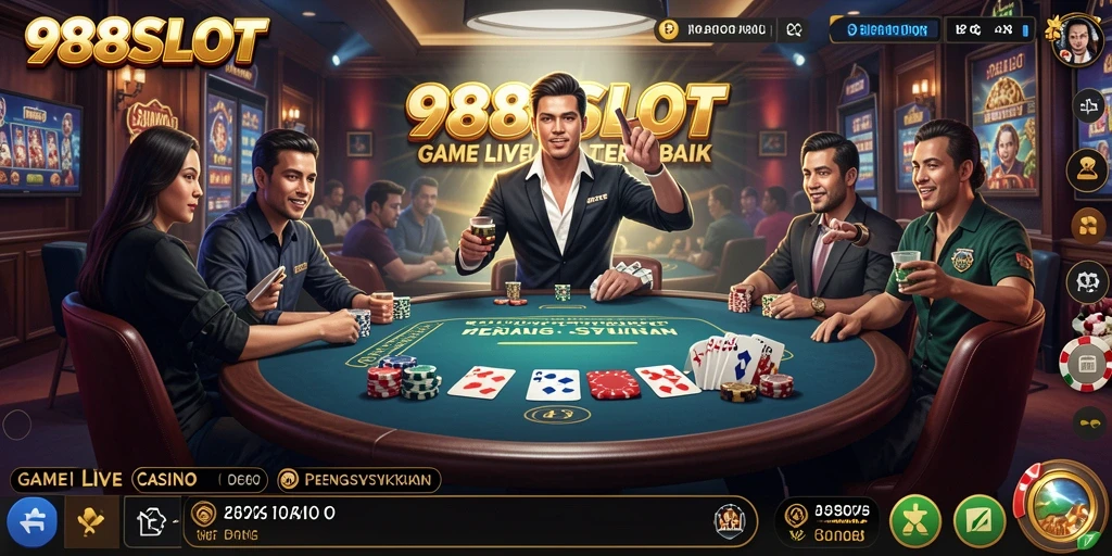 Screenshot 988SLOT menampilkan pengalaman Live Casino yang mendebarkan dan interaktif.