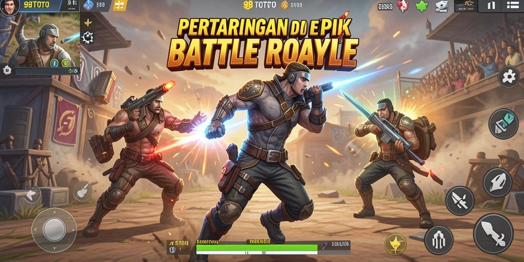 Tampilan gameplay seru dan menegangkan dari 98TOTO di arena Battle Royale.