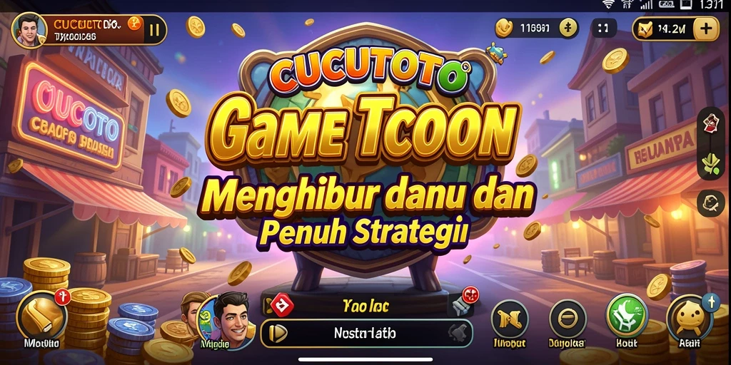 Screenshoot utama menunjukkan gameplay menarik CUCUTOTO dalam membangun bisnis.