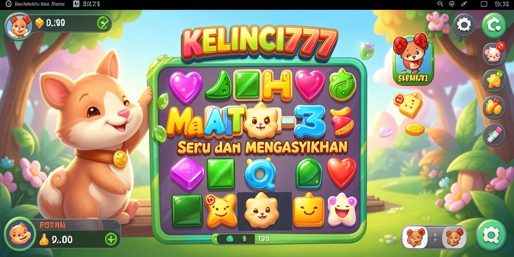 Screenshot gameplay KELINCI777 menampilkan kelinci yang sedang bermain Match-3.