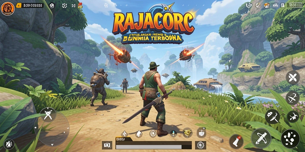 Tampilan gameplay RAJACORC yang memukau di dunia terbuka.