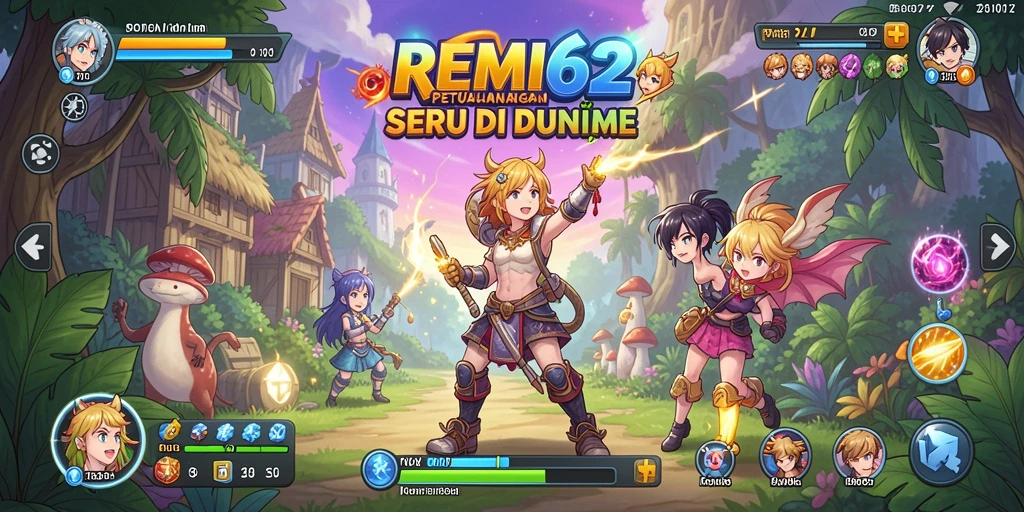 Screenshot REMI62 menunjukkan aksi karakter yang dinamis di dunia anime