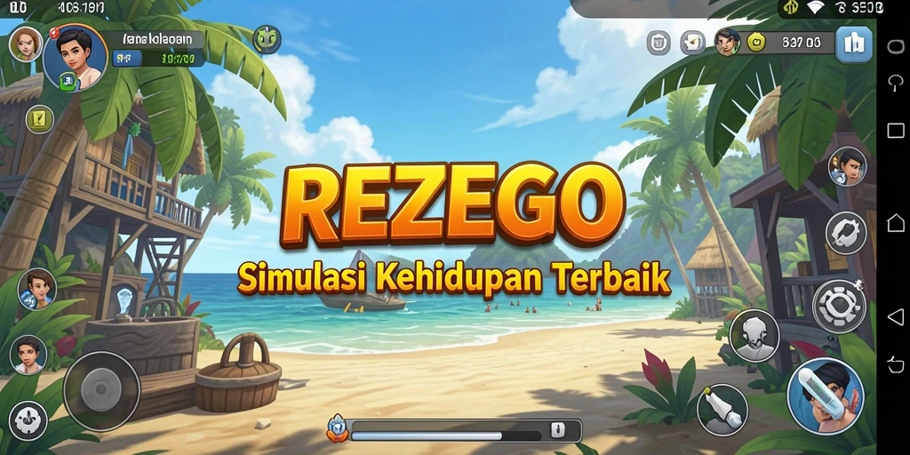 Screenshot gameplay REZEGO menunjukkan suasana kehidupan virtual yang menarik.