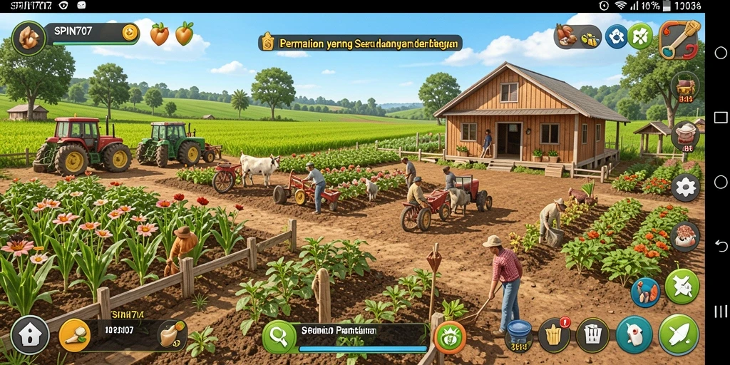 Tampilan gameplay SPIN707 yang seru dengan elemen pertanian.
